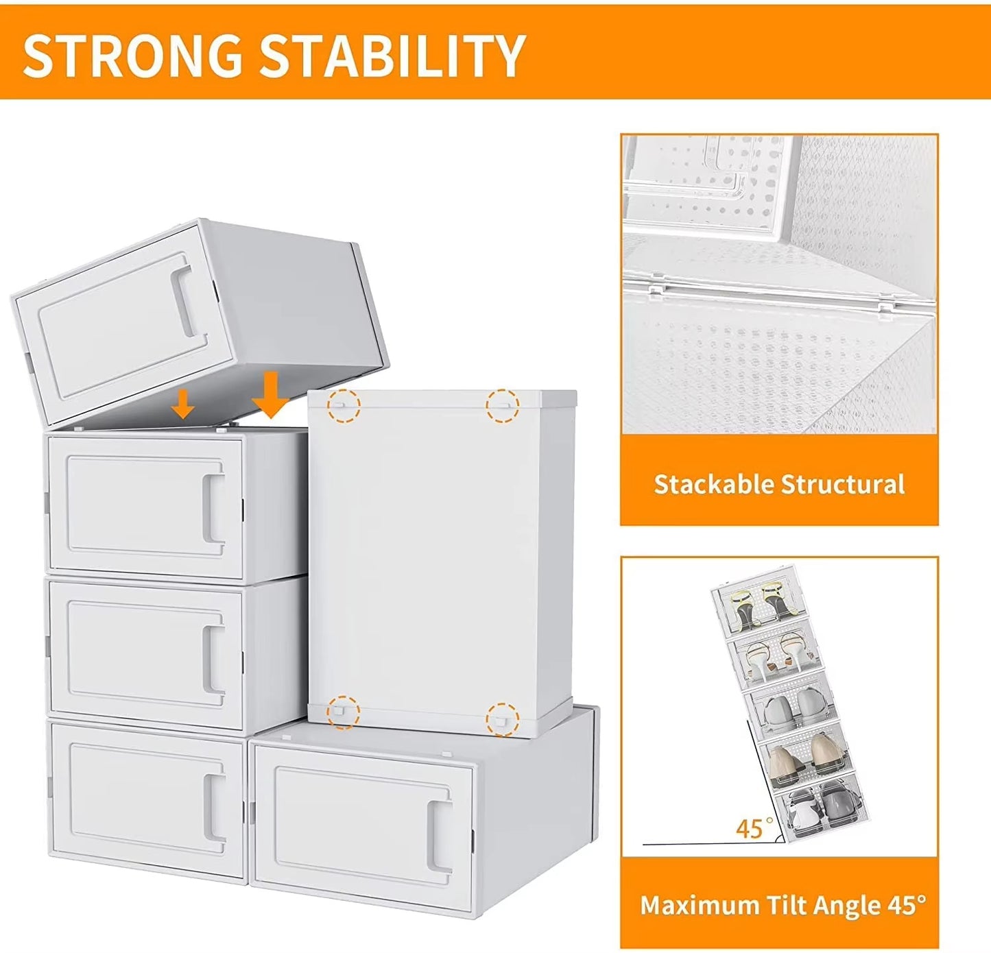 15-Pack Foldable Shoe Storage Boxes – Shoe Organizer Bins with Drawer-Friendly Design