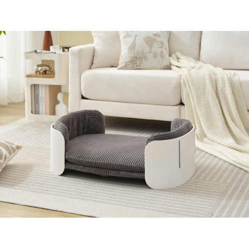 Scandinavian Style Cat Couch Bed β Modern Elevated Pet Sofa with Removable Cover for Cats, Puppies & Small Pets (White/Grey)