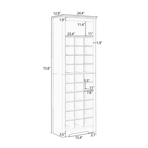 Stylish 30-Pair Shoe Cabinet Console – Modern Freestanding Storage, White Finish