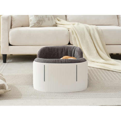 Scandinavian Style Cat Couch Bed β Modern Elevated Pet Sofa with Removable Cover for Cats, Puppies & Small Pets (White/Grey)