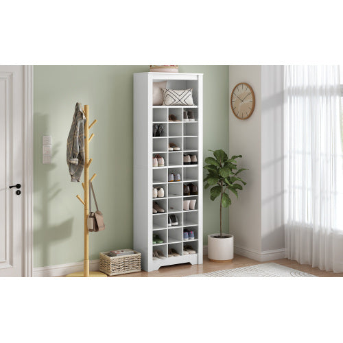 Stylish 30-Pair Shoe Cabinet Console – Modern Freestanding Storage, White Finish