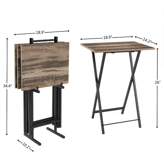 5-Piece Folding TV Tray Table Set – Foldable Sofa Side, End & Snack Tables, Space-Saving Design