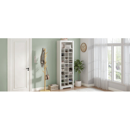 Stylish 30-Pair Shoe Cabinet Console – Modern Freestanding Storage, White Finish