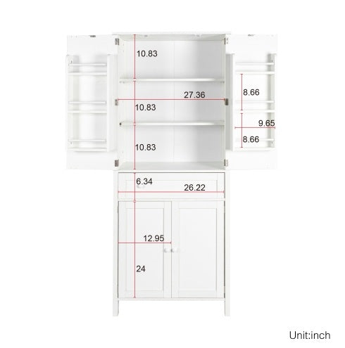 70.87" Tall White Kitchen Pantry Cabinet with Drawers and Adjustable Shelves – Storage for Kitchen & Dining Room