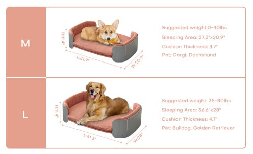 Scandinavian Style Cat Couch Bed – Modern Elevated Pet Sofa with Removable Cover for Cats, Puppies & Small Pets (White/Grey)
