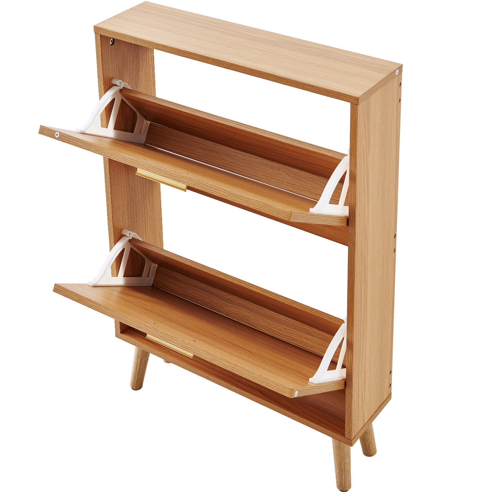 VEVOR shoe cabinet with two flip drawers in stylish rattan design, compact entryway shoe storage organizer