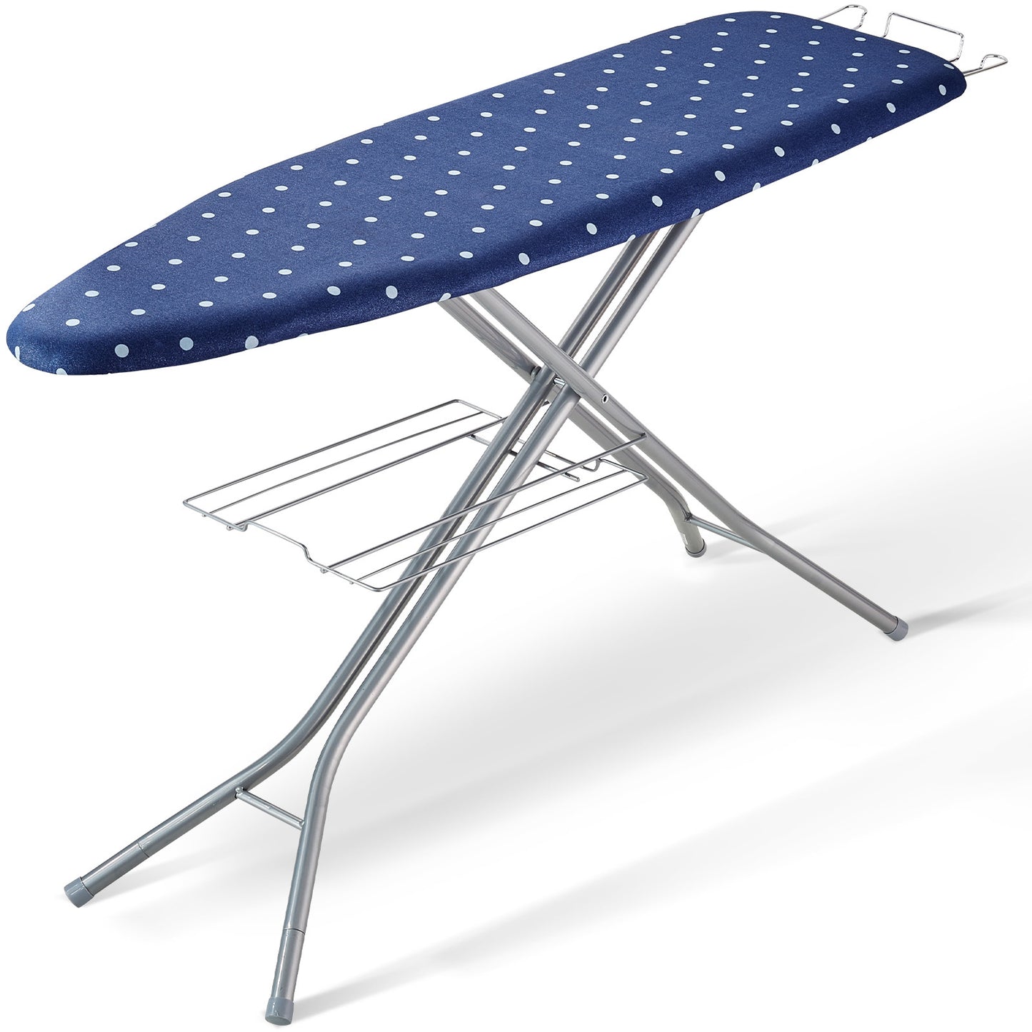 VEVOR ironing board with built-in bottom storage tray, metal frame, and foldable design for space-saving laundry organization