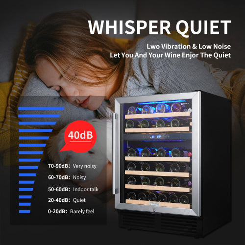 24" Dual Zone Wine Refrigerator – Built-In Cooler for 46 Bottles