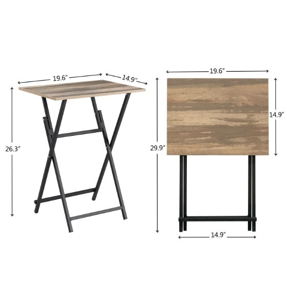 2-piece folding TV tray table set in wood finish – portable and space-saving tables for snacks, laptops, or casual dining in living rooms or offices