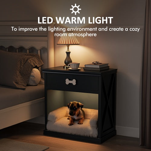 Vintage Small Locker with LED Lights & Cozy Pet Bed – Stylish Storage for Pets