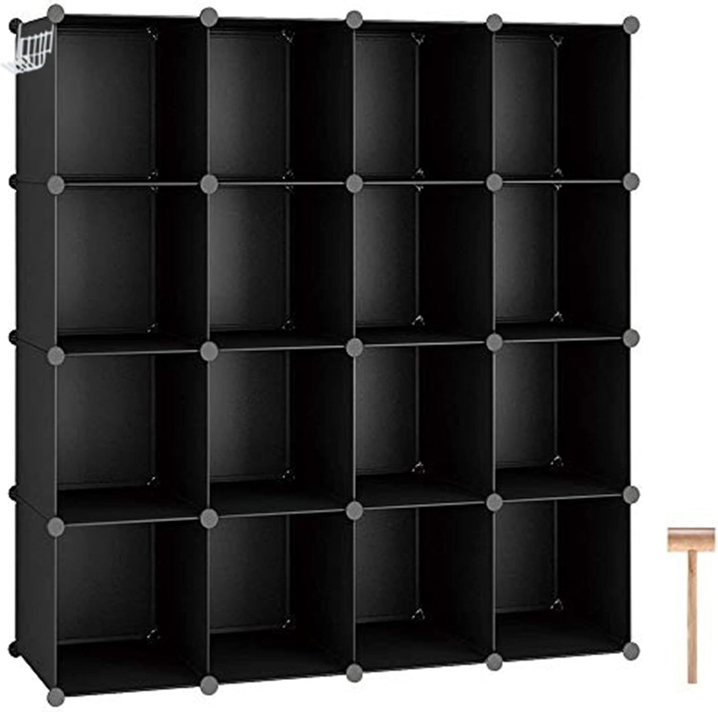 Customizable modular cube storage cabinet with 4 to 16 plastic grid compartments, ideal for organizing clothes, books, shoes, or toys; lightweight, stackable design for bedroom, closet, or office use