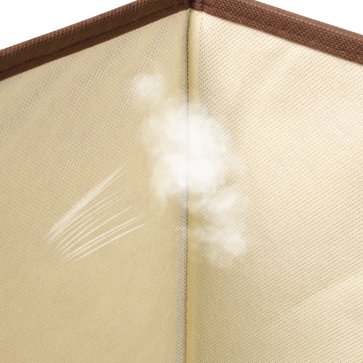 Foldable cotton and linen storage boxes in neutral color, measuring 44×30×30 cm, with soft fabric texture, reinforced sides, and durable non-woven lining; available in 3 or 5-piece sets for organizing clothes, bedding, or household items