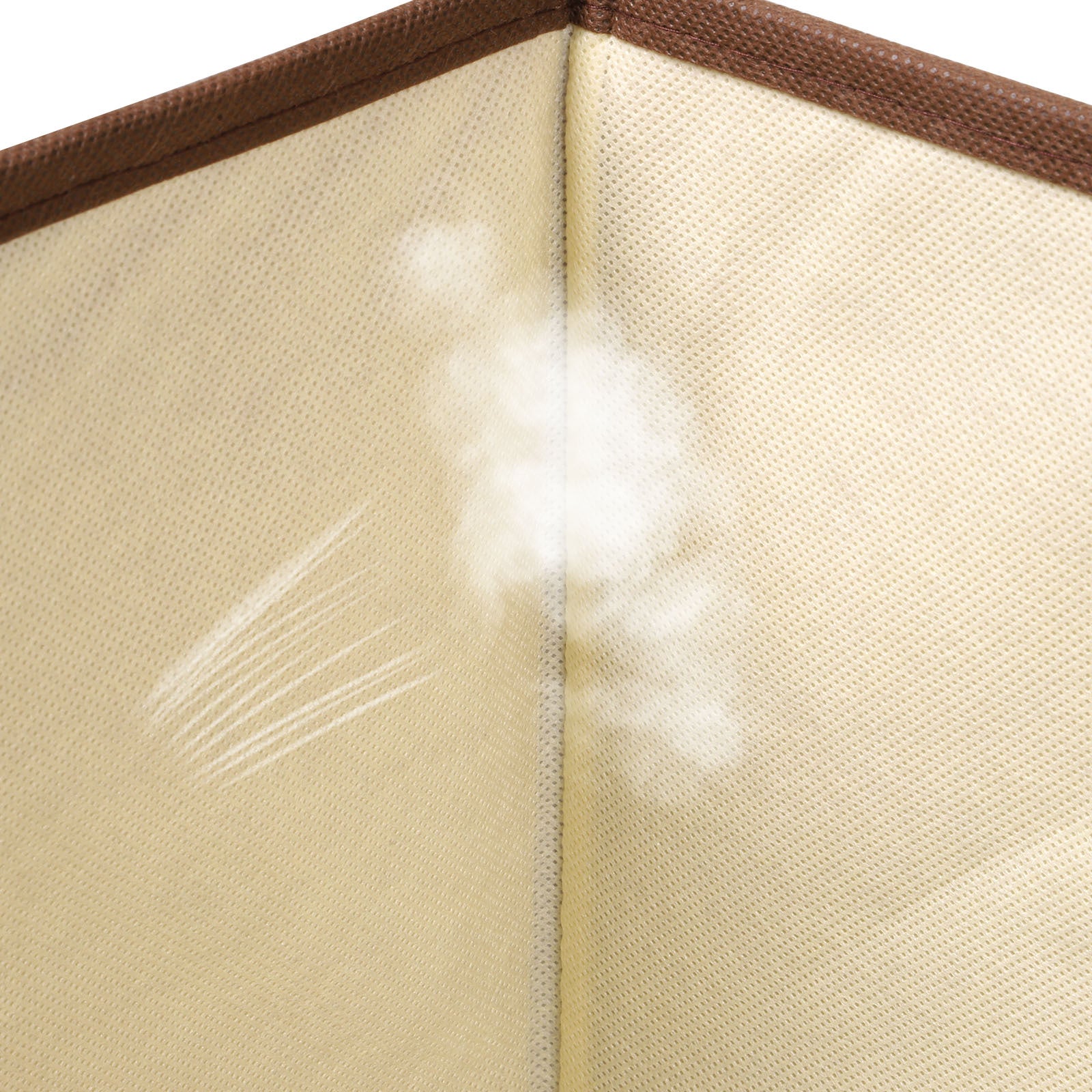Foldable cotton and linen storage boxes in neutral color, measuring 44×30×30 cm, with soft fabric texture, reinforced sides, and durable non-woven lining; available in 3 or 5-piece sets for organizing clothes, bedding, or household items