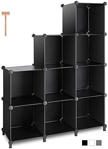 Customizable modular cube storage cabinet with 4 to 16 plastic grid compartments, ideal for organizing clothes, books, shoes, or toys; lightweight, stackable design for bedroom, closet, or office use
