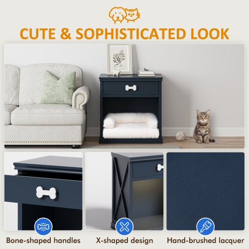 Vintage Small Locker with LED Lights & Cozy Pet Bed – Stylish Storage for Pets