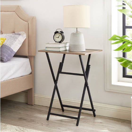 2-piece folding TV tray table set in wood finish – portable and space-saving tables for snacks, laptops, or casual dining in living rooms or offices
