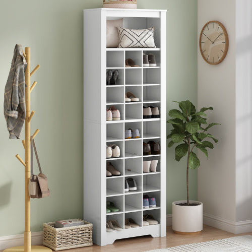 Stylish 30-Pair Shoe Cabinet Console – Modern Freestanding Storage, White Finish