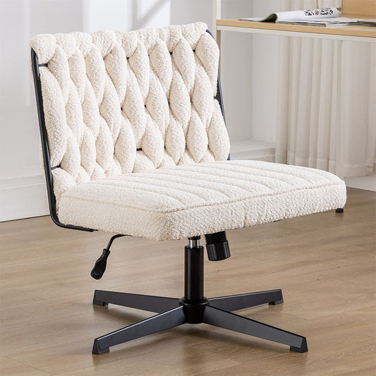Armless pink office desk chair without wheels, featuring a soft twill fabric seat, ergonomic U-shaped backrest, 360° swivel, and height-adjustable base—modern design ideal for home office or study spaces.