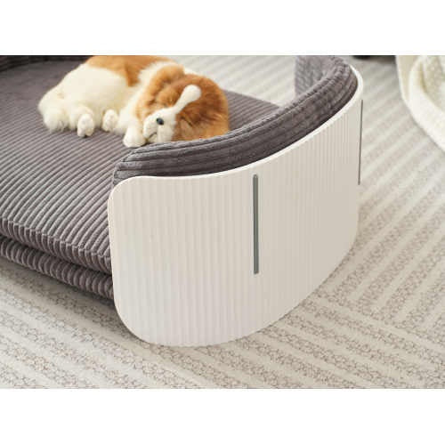 Scandinavian Style Cat Couch Bed – Modern Elevated Pet Sofa with Removable Cover for Cats, Puppies & Small Pets (White/Grey)
