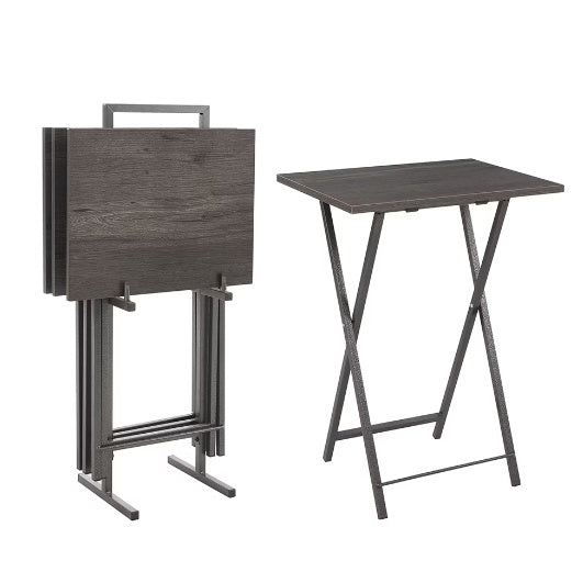 5-Piece Folding TV Tray Table Set – Foldable Sofa Side, End & Snack Tables, Space-Saving Design