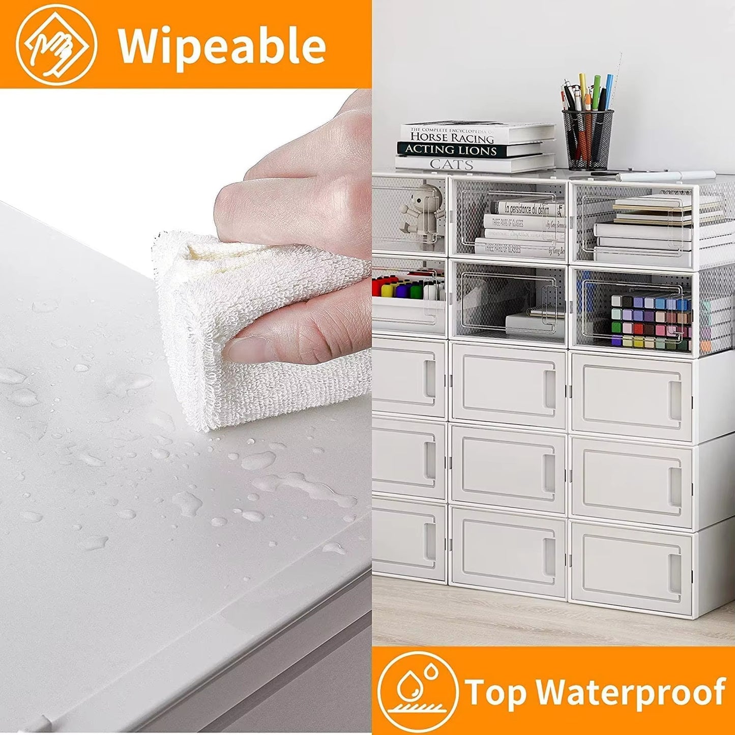 15-Pack Foldable Shoe Storage Boxes – Shoe Organizer Bins with Drawer-Friendly Design