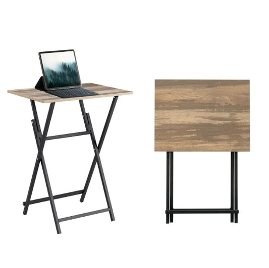 2-piece folding TV tray table set in wood finish – portable and space-saving tables for snacks, laptops, or casual dining in living rooms or offices