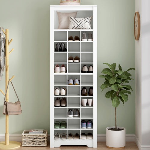 Stylish 30-Pair Shoe Cabinet Console – Modern Freestanding Storage, White Finish