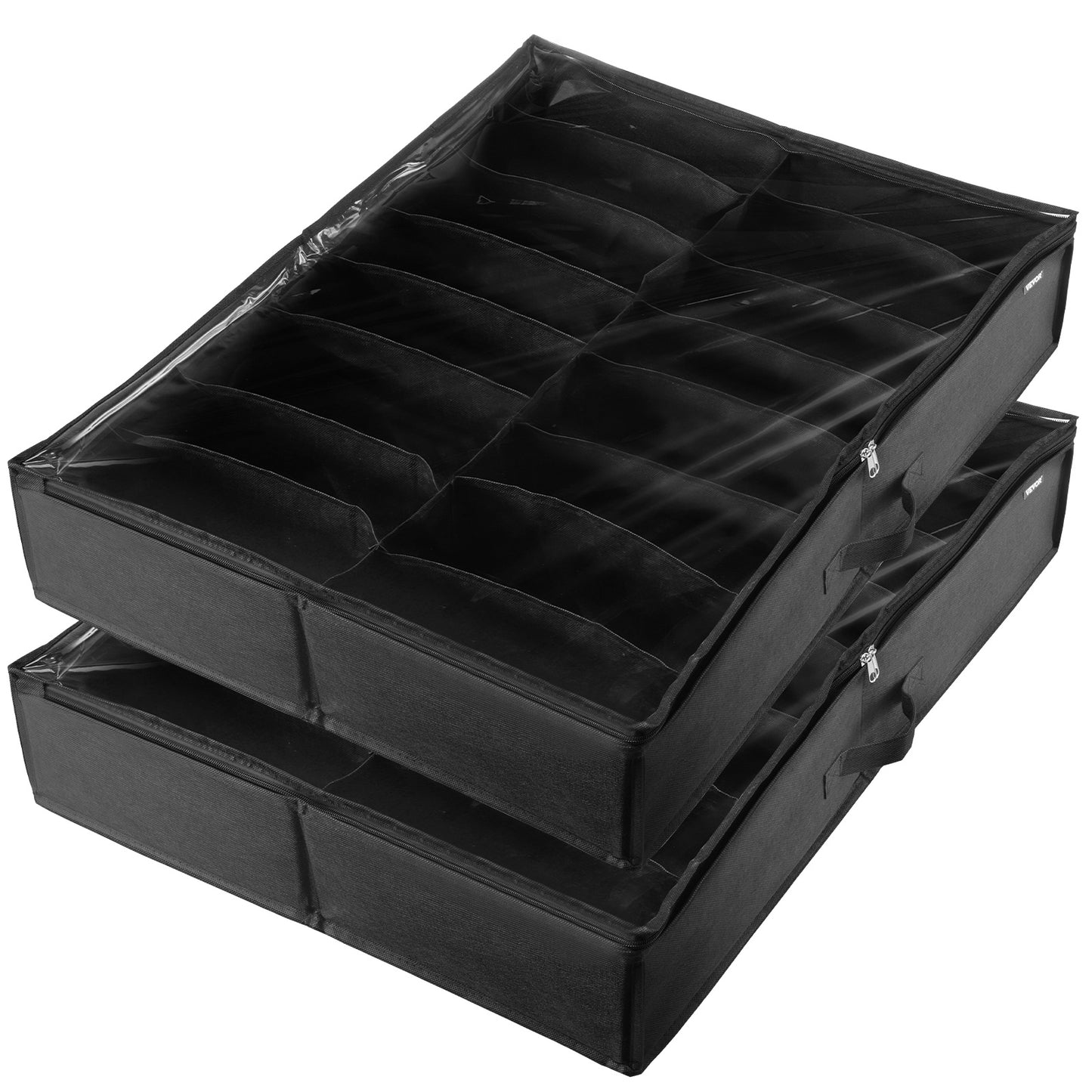 Vevor Under Bed Shoe Storage Organizer – Set of 2, 32 Compartments, Breathable Fabric with Clear Window for Closet & Underbed Organization