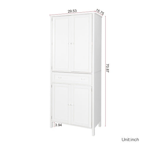70.87" Tall White Kitchen Pantry Cabinet with Drawers and Adjustable Shelves – Storage for Kitchen & Dining Room