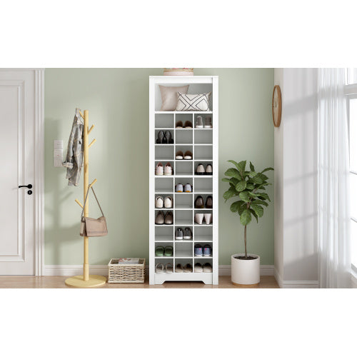 Stylish 30-Pair Shoe Cabinet Console – Modern Freestanding Storage, White Finish
