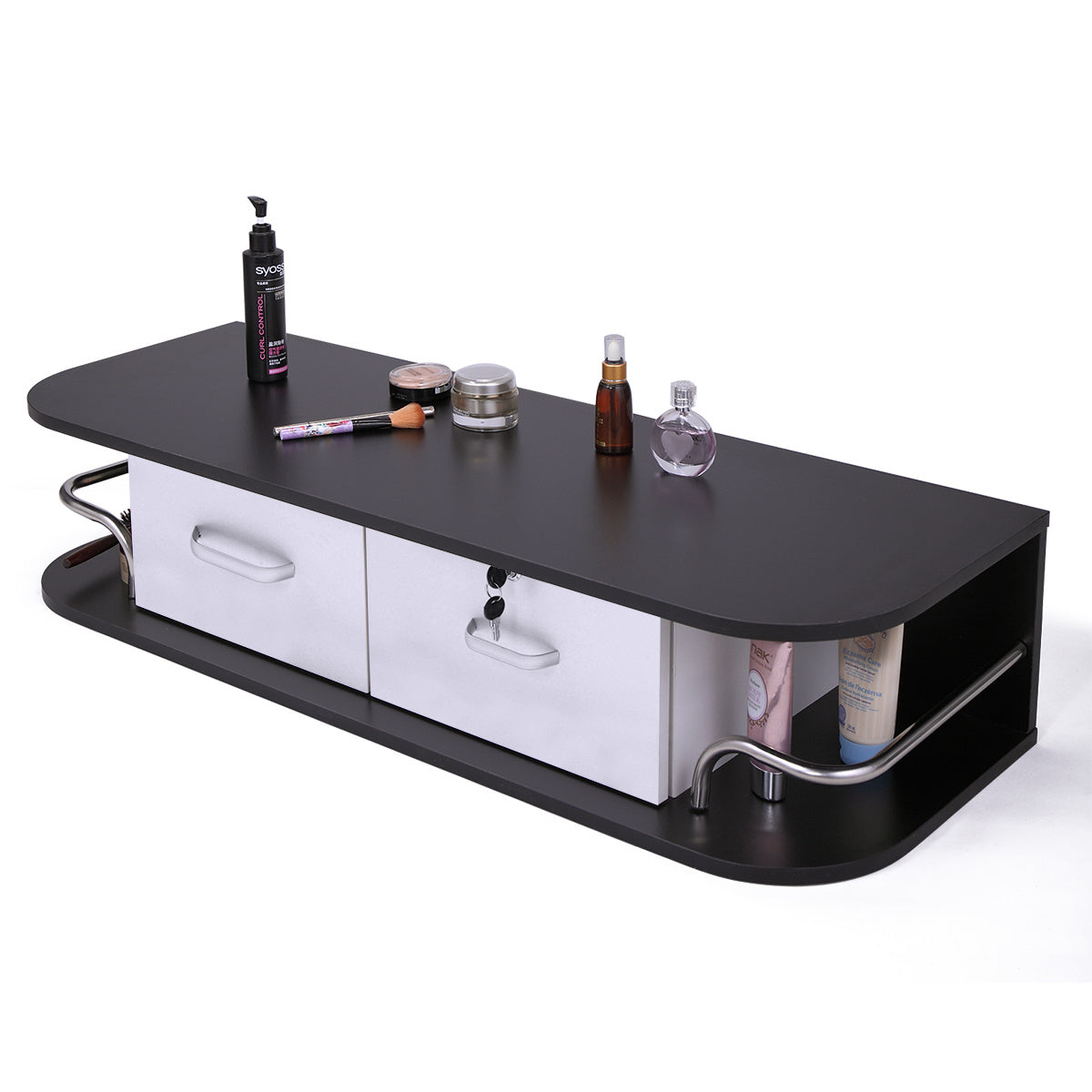 Wall-Mounted Barber Station | Modern Salon Table with Storage