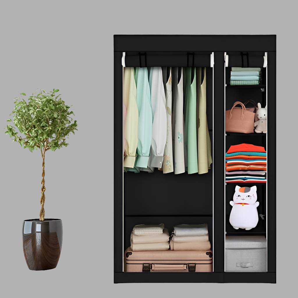 Non Woven Wardrobe 5 Layers 6 Grids 110X45X175- Black
