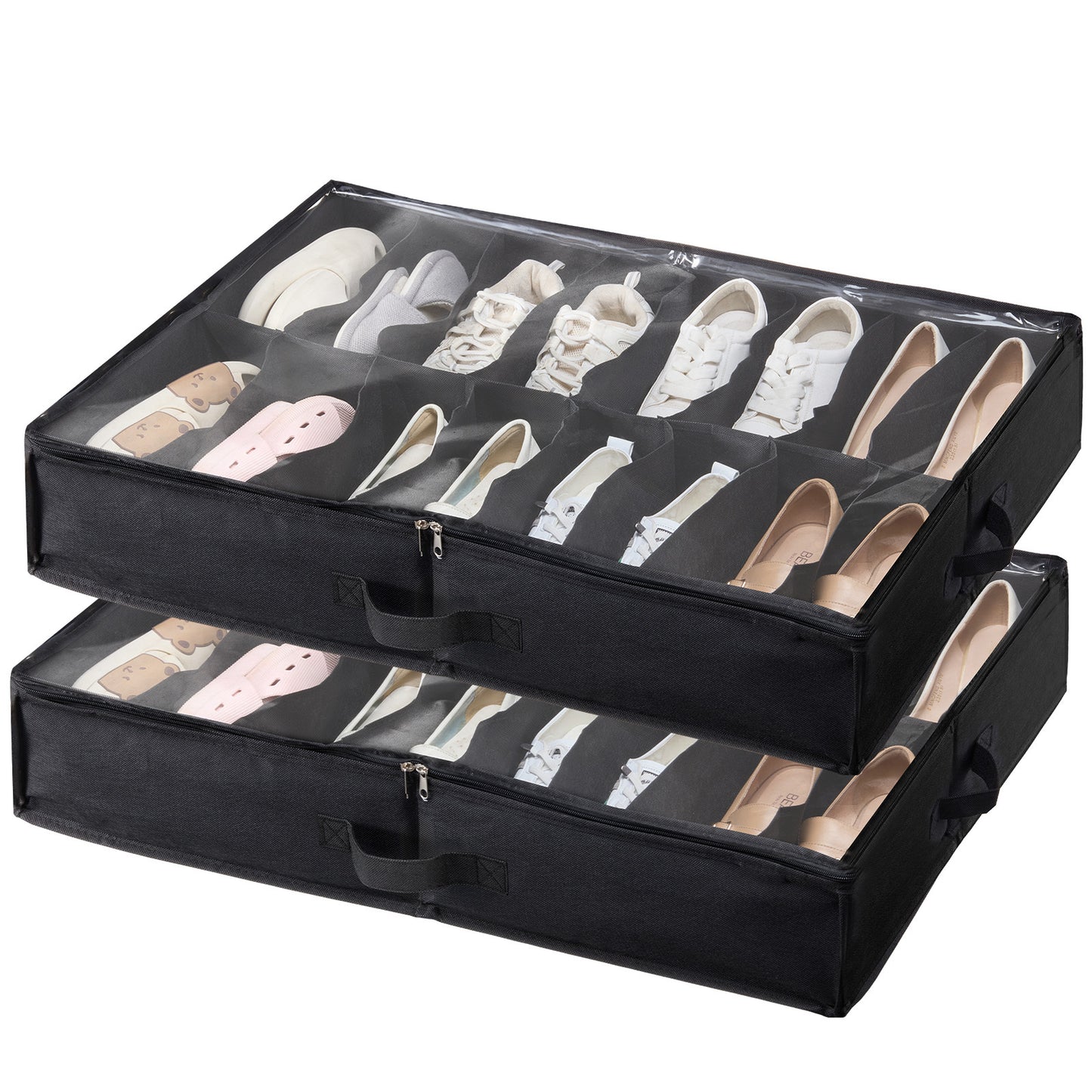 Vevor Under Bed Shoe Storage Organizer – Set of 2, 32 Compartments, Breathable Fabric with Clear Window for Closet & Underbed Organization