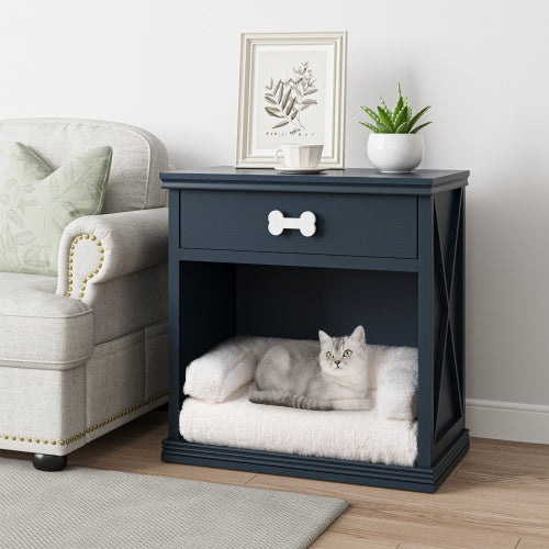 Vintage Small Locker with LED Lights & Cozy Pet Bed – Stylish Storage for Pets