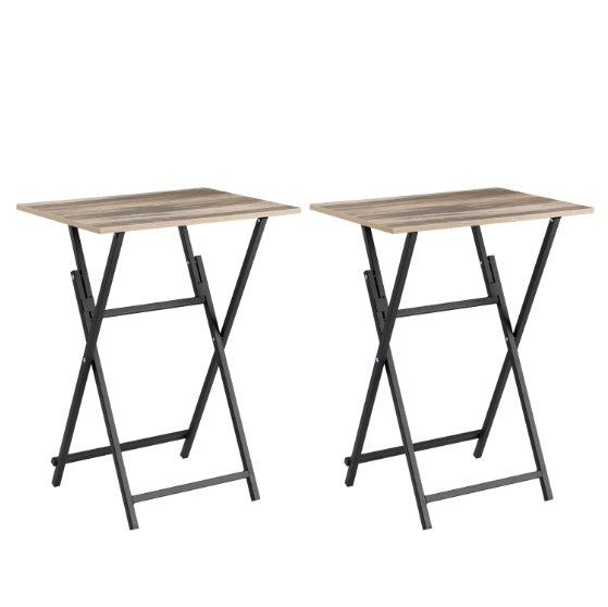 2-piece folding TV tray table set in wood finish – portable and space-saving tables for snacks, laptops, or casual dining in living rooms or offices