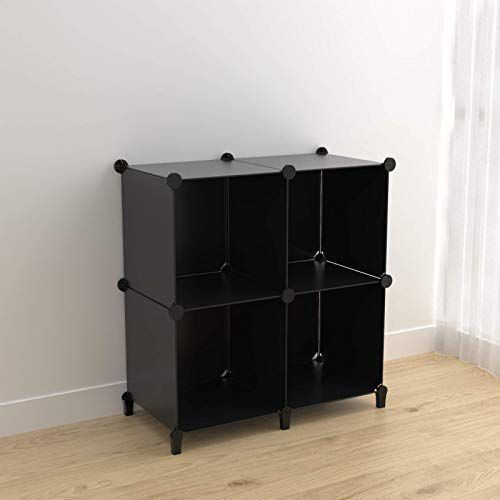 Customizable modular cube storage cabinet with 4 to 16 plastic grid compartments, ideal for organizing clothes, books, shoes, or toys; lightweight, stackable design for bedroom, closet, or office use