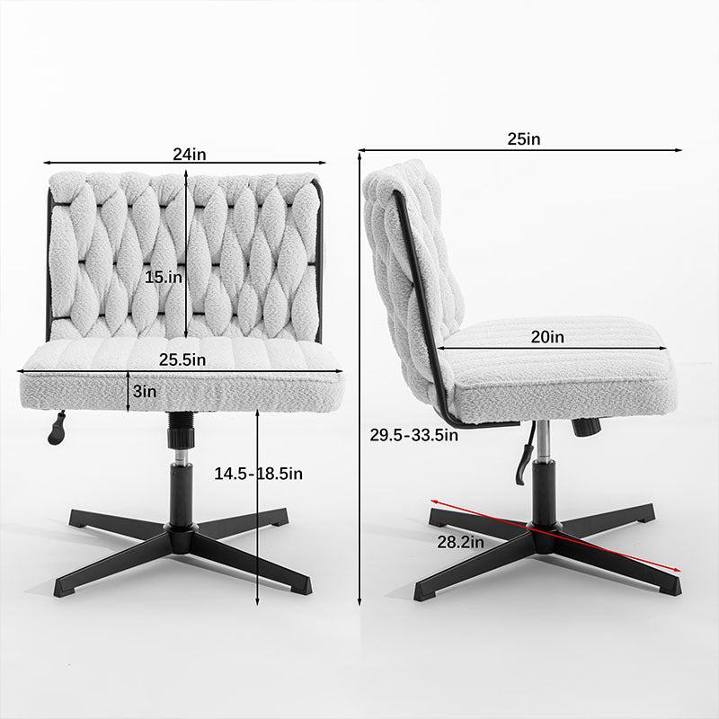 Armless pink office desk chair without wheels, featuring a soft twill fabric seat, ergonomic U-shaped backrest, 360° swivel, and height-adjustable base—modern design ideal for home office or study spaces.