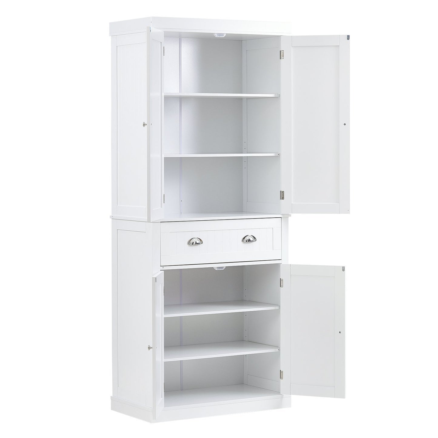 VEVOR Kitchen Pantry Cabinet – Freestanding Storage with Doors, Drawer & Adjustable Shelves, White