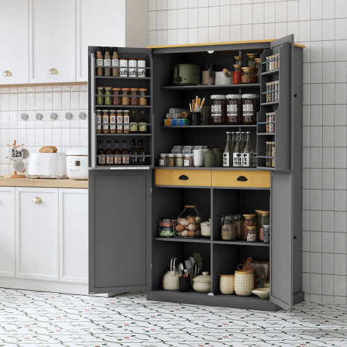 Freestanding Kitchen Pantry Cabinet, 40.2" W x 20" D x 71.3" H – Large Storage Cabinet by Welfel