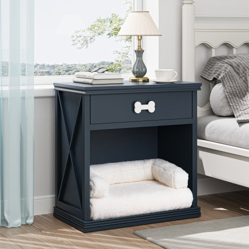 Vintage Small Locker with LED Lights & Cozy Pet Bed – Stylish Storage for Pets